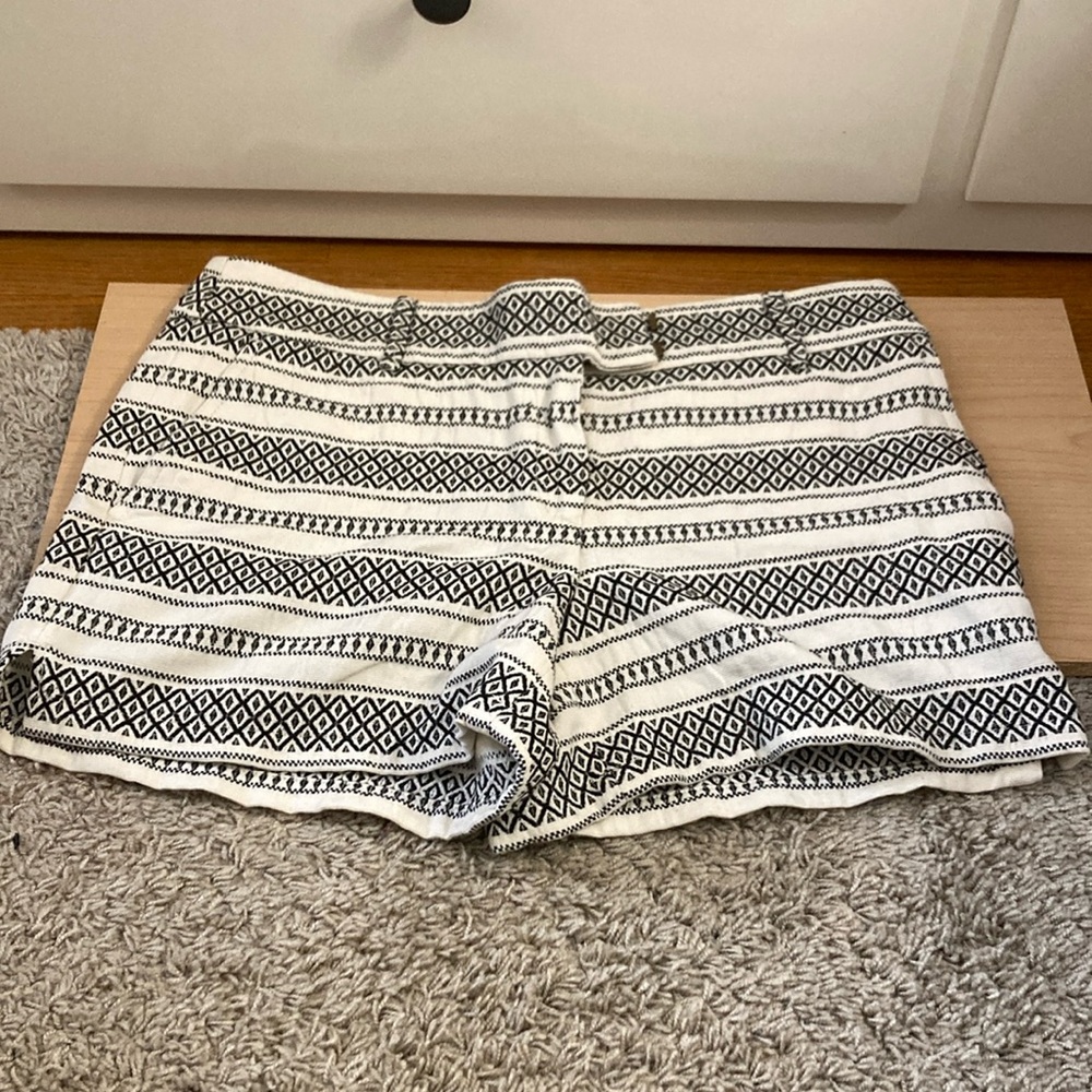 Ann Taylor LOFT Black and White Stripe Linen Shorts